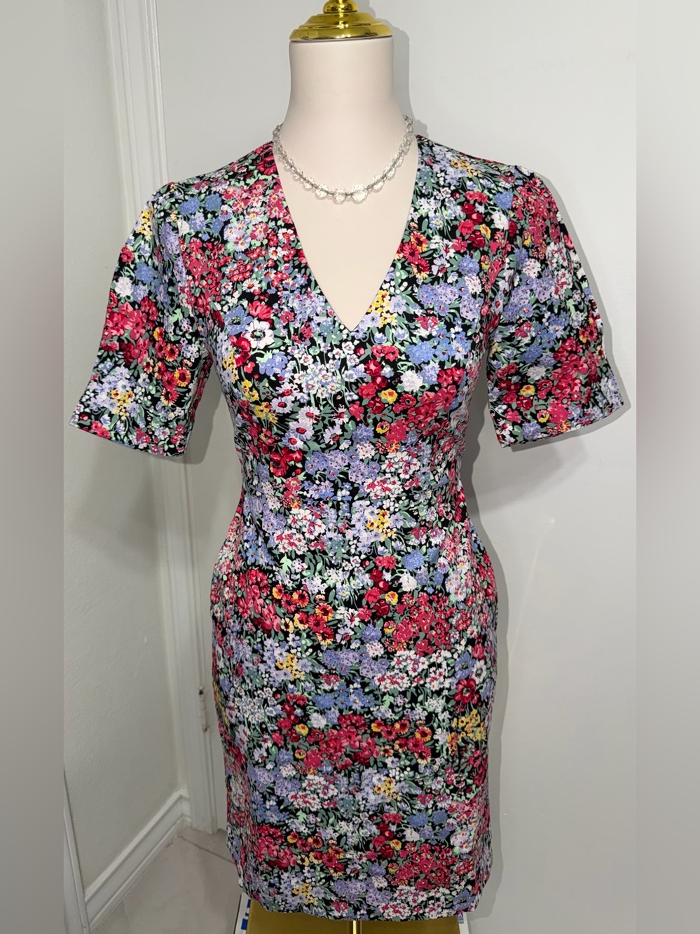 Floral V-Neck Dress in Multi-Color